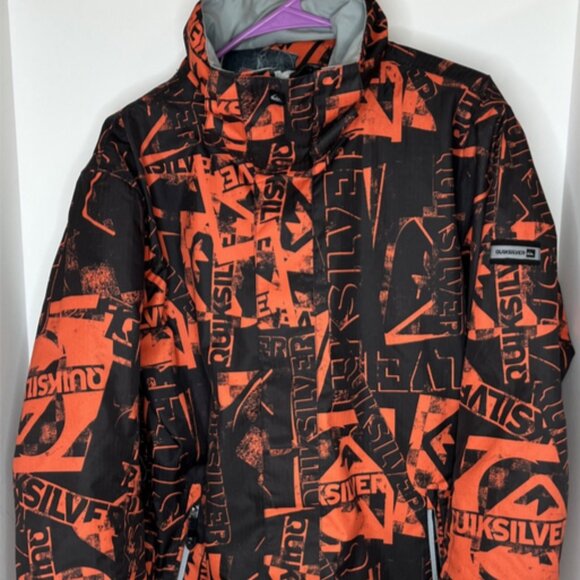 Quiksilver Quiktech Utility Collection Jacket Men S Spellout Orange 10.000mm Ski